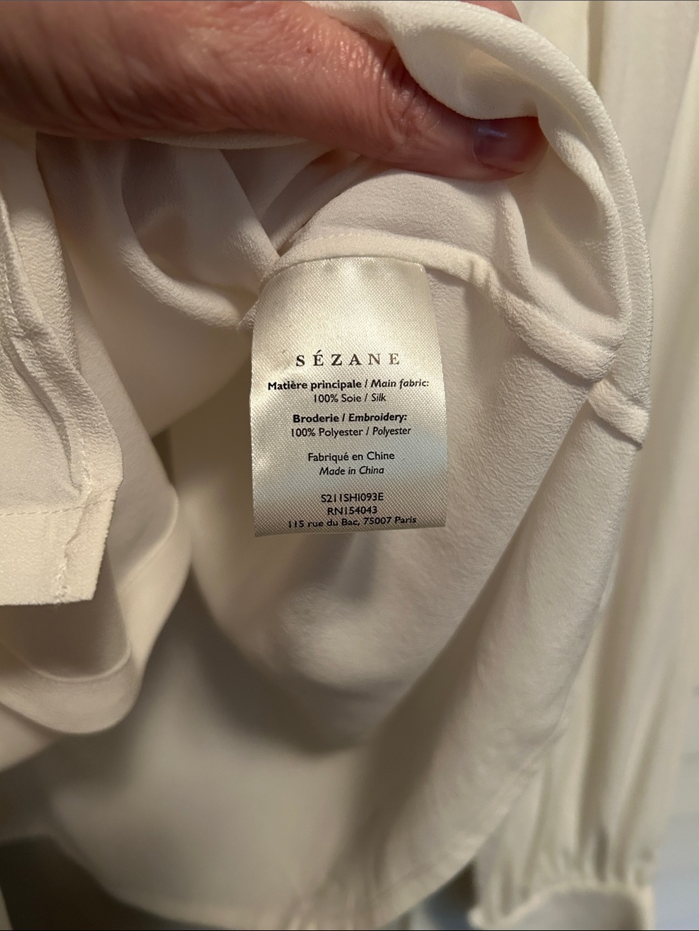 Sezane White Ruffle-Trim Button Blouse - Picture 4 of 7